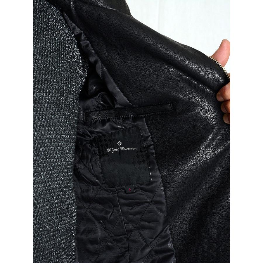 レザージャケット メンズ 中綿 合皮 秋 冬 ブラック 黒 S M L XL 2L L ライダース ダブル フェイクレザー REGIEVO レジエボ hk エイチケー 55110 | REGIEVO | 16