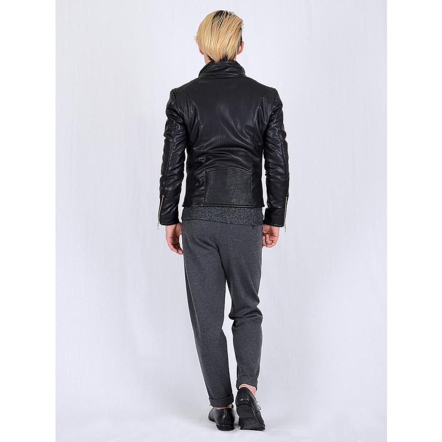 レザージャケット メンズ 中綿 合皮 秋 冬 ブラック 黒 S M L XL 2L L ライダース ダブル フェイクレザー REGIEVO レジエボ hk エイチケー 55110 | REGIEVO | 08