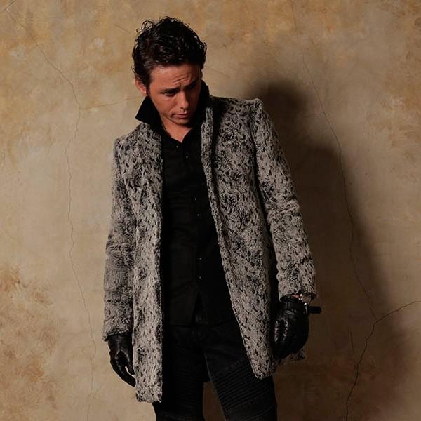 コート メンズ 冬 ファー グレーM L XL 2L LL チェスターコート REGIEVO レジエボ hk エイチケー 55503 | REGIEVO