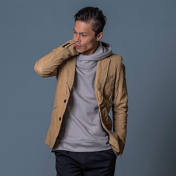 レザージャケット メンズ テーラード 本革 山羊 ゴート ベージュ ワイン ブラック 黒 M L XL 2L LL REGIEVO レジエボ hk エイチケー 55504 | REGIEVO | 04