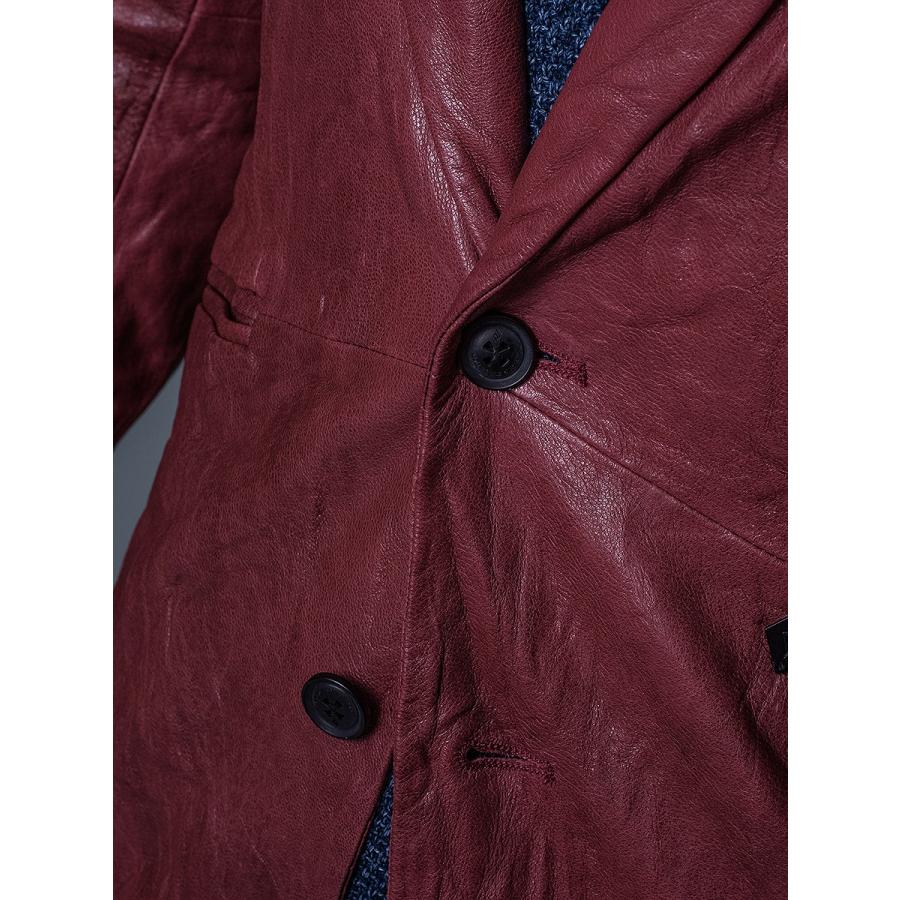 レザージャケット メンズ テーラード 本革 山羊 ゴート ベージュ ワイン ブラック 黒 M L XL 2L LL REGIEVO レジエボ hk エイチケー 55504 | REGIEVO | 15