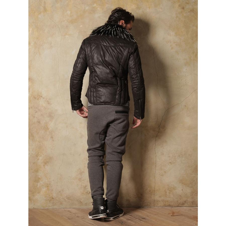 ダウンジャケット メンズ  フェイクレザー グレー ネイビー ブラック 紺 黒 S M L XL 2L LL REGIEVO レジエボ hk エイチケー 55506 | REGIEVO | 10