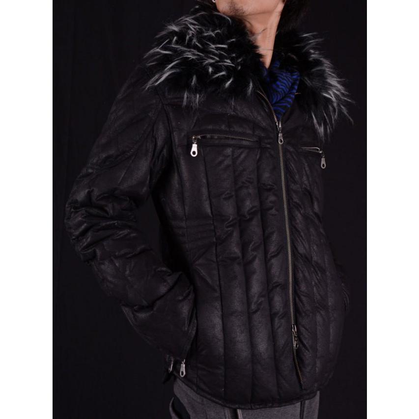 ダウンジャケット メンズ  フェイクレザー グレー ネイビー ブラック 紺 黒 S M L XL 2L LL REGIEVO レジエボ hk エイチケー 55506 | REGIEVO | 11