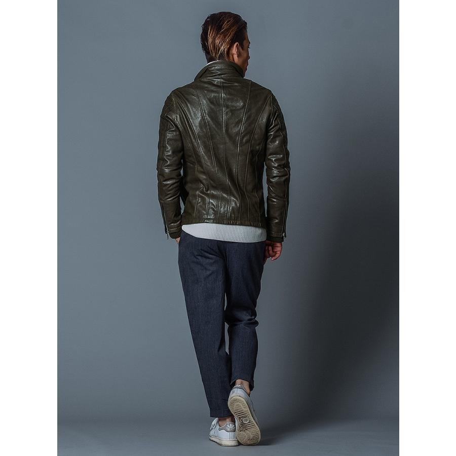 REGIEVO レジエボ レザーシングルライダースジャケット メンズ アウター ライダースジャケット リアルレザー 秋冬 カーキ ブラック 黒 M L XL LL ２L 5815 | REGIEVO | 06