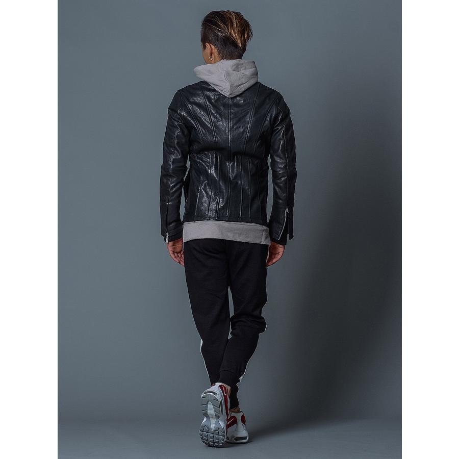 REGIEVO レジエボ レザーシングルライダースジャケット メンズ アウター ライダースジャケット リアルレザー 秋冬 カーキ ブラック 黒 M L XL LL ２L 5815 | REGIEVO | 09