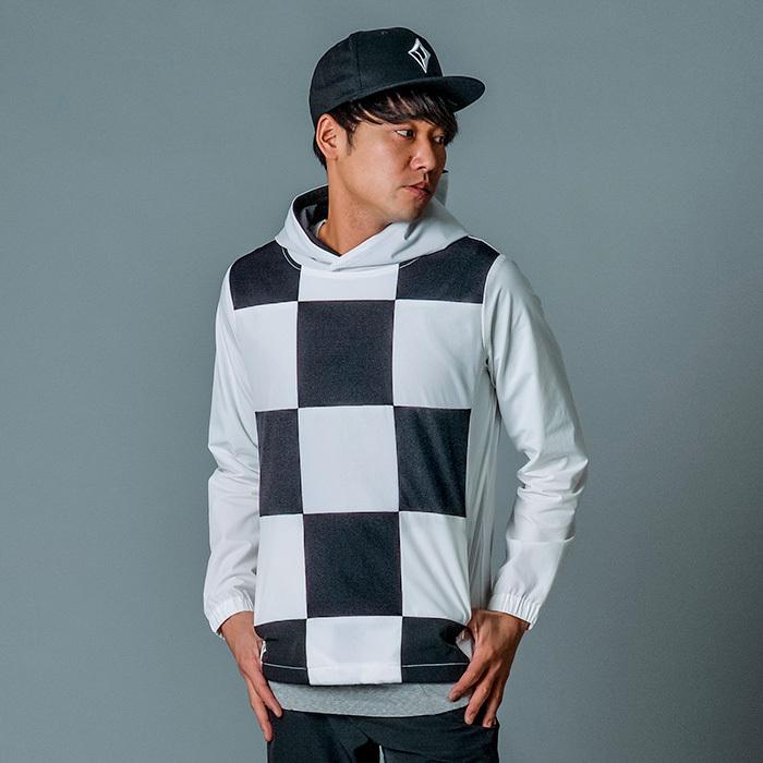 パーカー メンズ 春 秋 冬 白 黒 ホワイト グレー ブラック M L XL 2L LL プルパーカー プルオーバー 切替 ブロッキング 市松模様 REGIEVO レジエボ 85114 | REGIEVO | 04