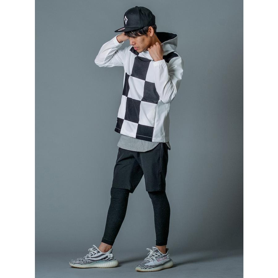 パーカー メンズ 春 秋 冬 白 黒 ホワイト グレー ブラック M L XL 2L LL プルパーカー プルオーバー 切替 ブロッキング 市松模様 REGIEVO レジエボ 85114 | REGIEVO | 07