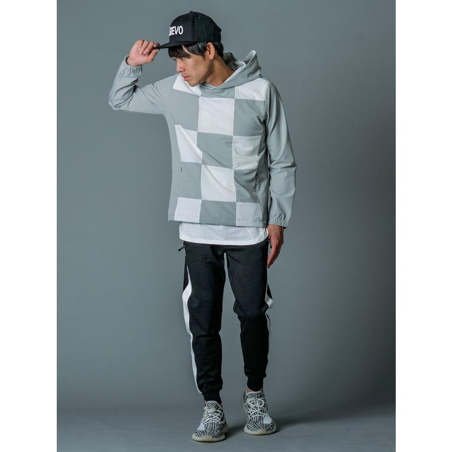パーカー メンズ 春 秋 冬 白 黒 ホワイト グレー ブラック M L XL 2L LL プルパーカー プルオーバー 切替 ブロッキング 市松模様 REGIEVO レジエボ 85114 | REGIEVO | 09