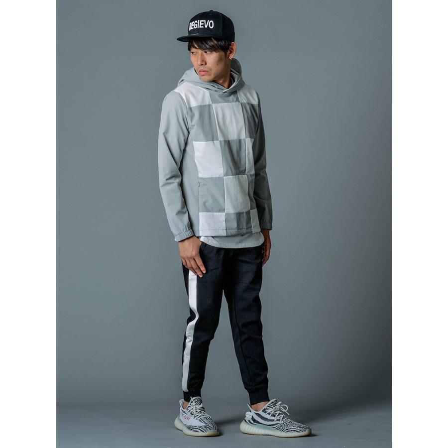 パーカー メンズ 春 秋 冬 白 黒 ホワイト グレー ブラック M L XL 2L LL プルパーカー プルオーバー 切替 ブロッキング 市松模様 REGIEVO レジエボ 85114 | REGIEVO | 10