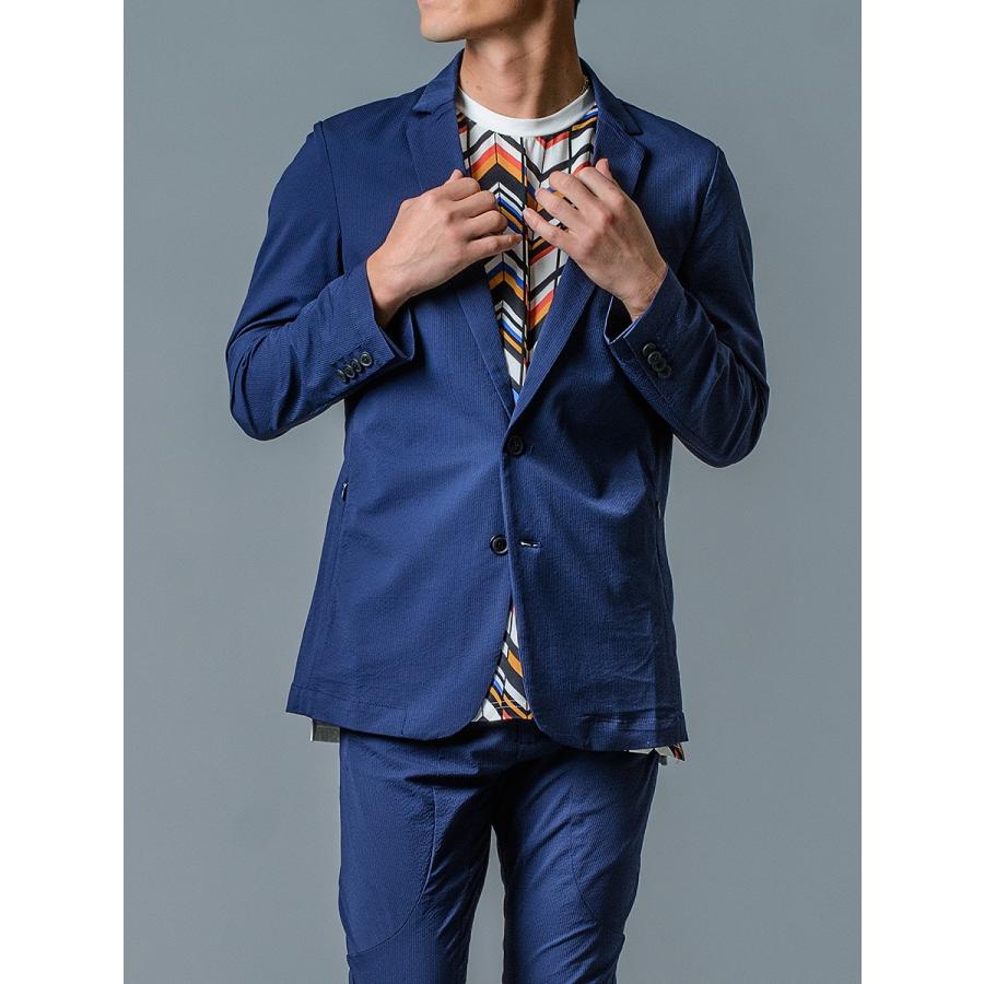 サマージャケット メンズ ストライプ ジャガード ジャケット ストレッチ ネイビー ブラック 春 夏 秋 REGIEVO レジエボ 85135 | REGIEVO | 07