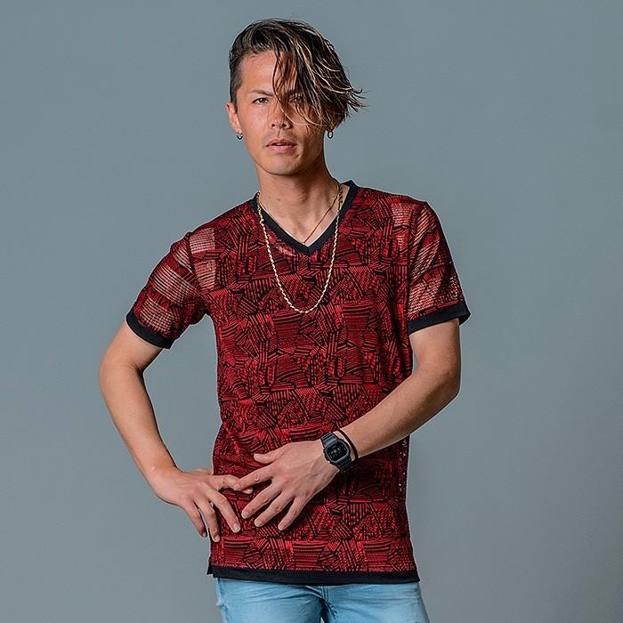 Tシャツ メンズ 半袖 タンクトップ 2点セット アンサンブル メッシュ 総柄 白 赤 ホワイト レッド S M L Xl Regievo Re メンズジャケット バッグ 鞄 のhk 通販 Yahoo ショッピング