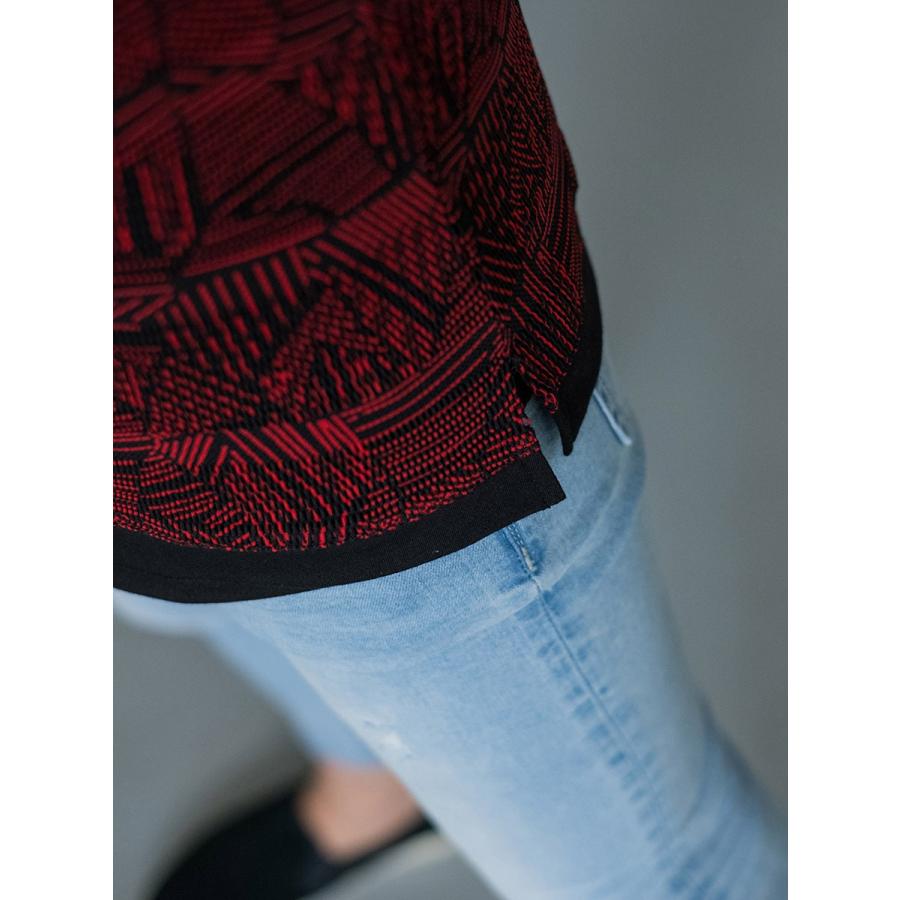 Tシャツ メンズ 半袖 タンクトップ 2点セット アンサンブル メッシュ 総柄 白 赤 ホワイト レッド S M L XL REGIEVO | REGIEVO | 12
