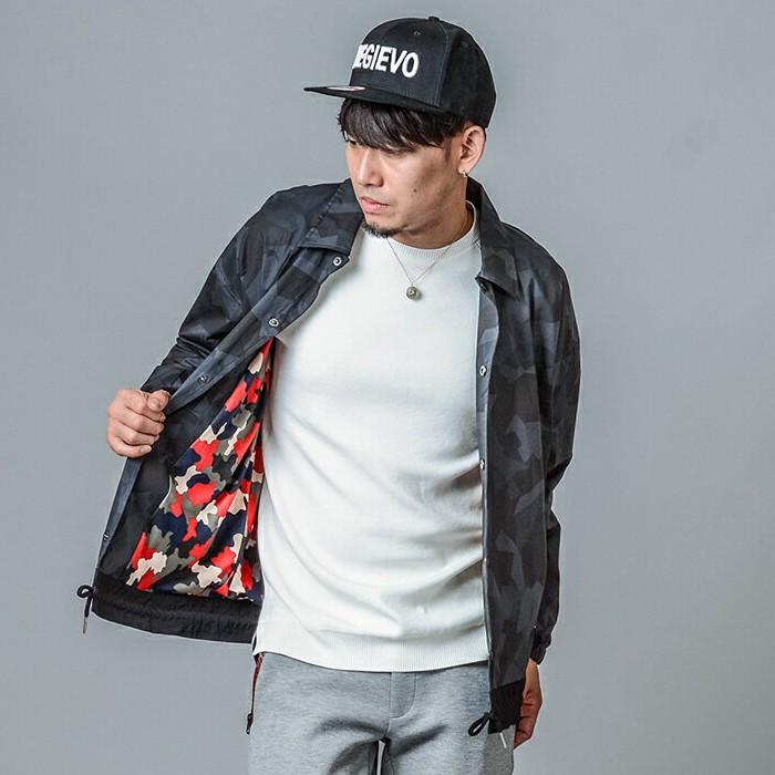 コーチジャケット メンズ 春 秋 冬 グレー ブラック 黒 S M L XL 2L LL 迷彩 ストレッチ カジュアル スポーティー REGIEVO レジエボ hk エイチケー 85505 | REGIEVO | 03