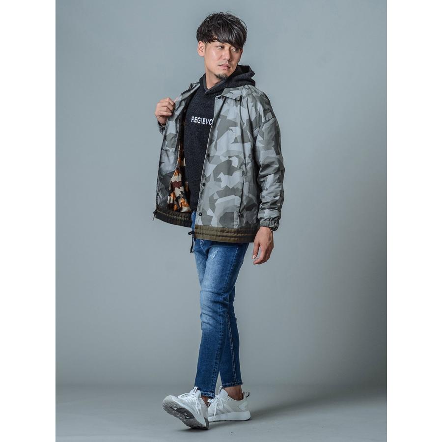 コーチジャケット メンズ 春 秋 冬 グレー ブラック 黒 S M L XL 2L LL 迷彩 ストレッチ カジュアル スポーティー REGIEVO レジエボ hk エイチケー 85505 | REGIEVO | 05