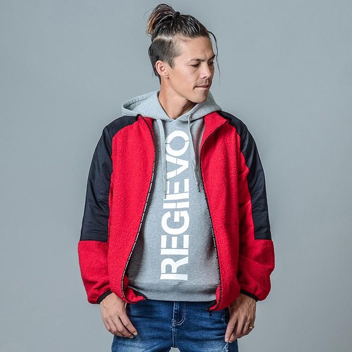 マウンテンジャケット メンズ 春 秋 冬 レッド 赤 グレー ブラック 黒 S M L XL 2L フルジップ スタンドカラー カジュアル スポーティー REGIEVO hk 85508 | REGIEVO