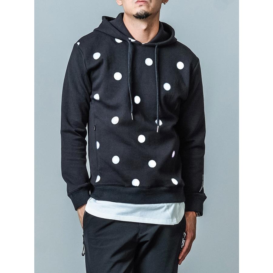 パーカー メンズ 春 秋 冬 白 黒 ホワイト グレー ブラック S M L XL 2L LL ドット プリント プルパーカー プルオーバー ストレッチ REGIEVO レジエボ 85513 | REGIEVO | 05