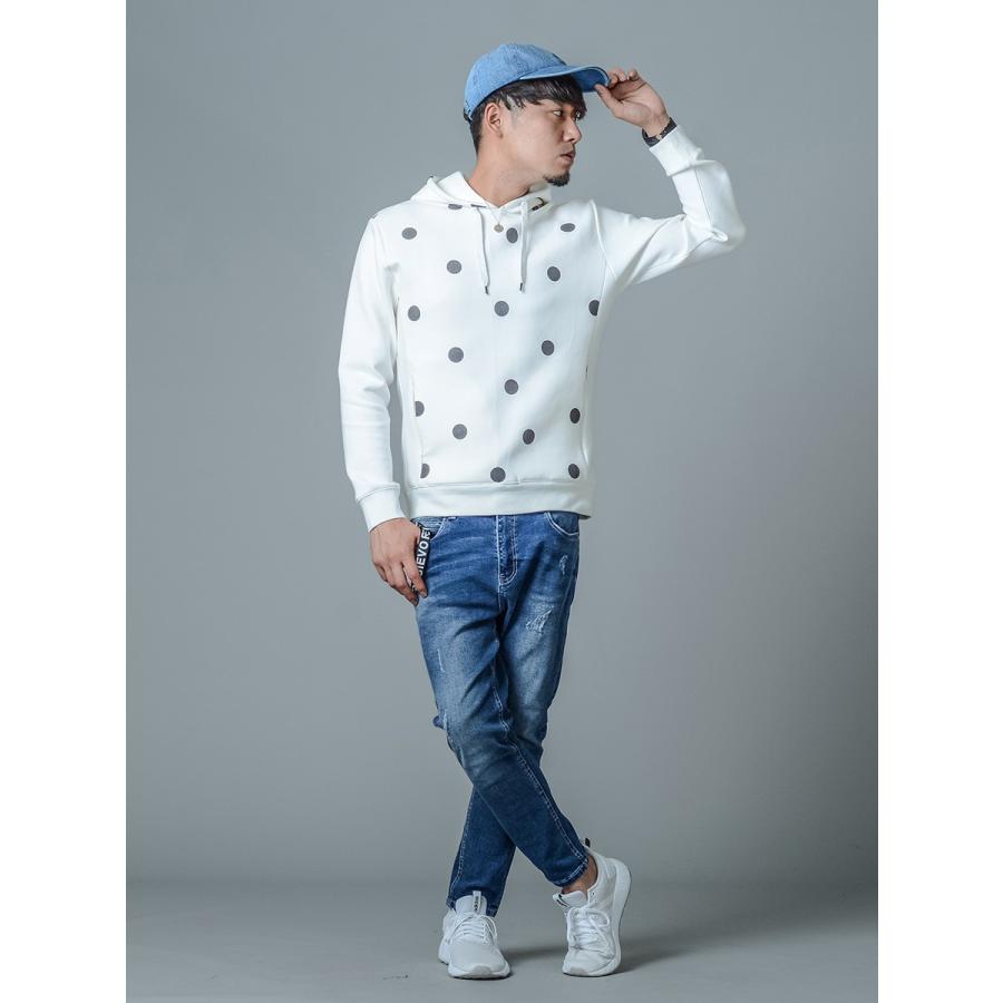パーカー メンズ 春 秋 冬 白 黒 ホワイト グレー ブラック S M L XL 2L LL ドット プリント プルパーカー プルオーバー ストレッチ REGIEVO レジエボ 85513 | REGIEVO | 06