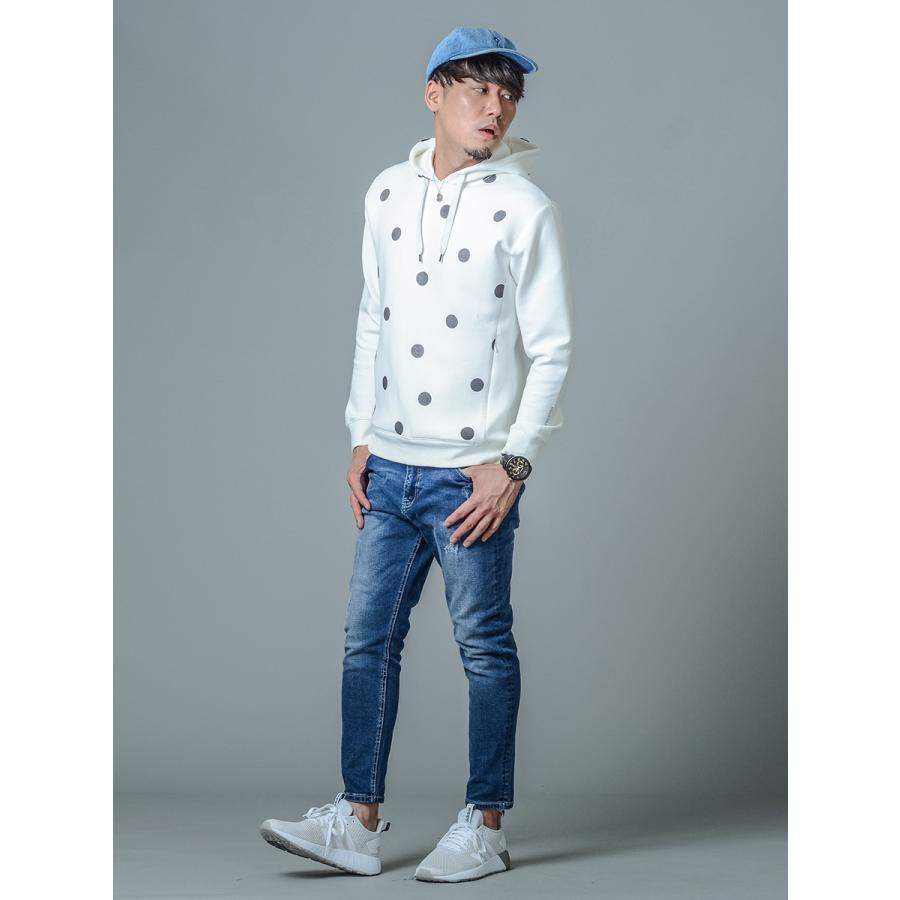 パーカー メンズ 春 秋 冬 白 黒 ホワイト グレー ブラック S M L XL 2L LL ドット プリント プルパーカー プルオーバー ストレッチ REGIEVO レジエボ 85513 | REGIEVO | 07