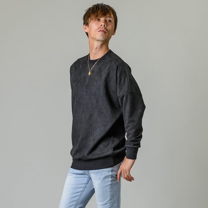 トレーナー メンズ ビッグシルエット 無地 グレー ピンク ブラック テラコッタ モカ 黒 S M L XL 2L LL 秋冬 春 スウェード REGIEVO レジエボ 85519 | REGIEVO | 07