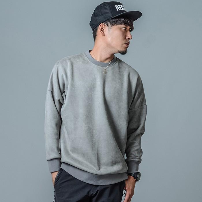 トレーナー メンズ ビッグシルエット 無地 グレー ピンク ブラック テラコッタ モカ 黒 S M L XL 2L LL 秋冬 春 スウェード REGIEVO レジエボ 85519 | REGIEVO | 09