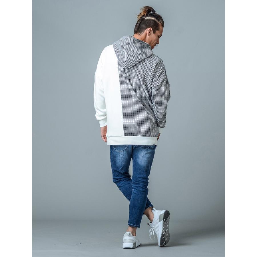 パーカー メンズ 春 秋 冬 白 黒 ホワイト グレー ブラック S M L XL 2L LL プルパーカー プルオーバー プリント 市松模様 総柄 REGIEVO レジエボ 85520 | REGIEVO | 06