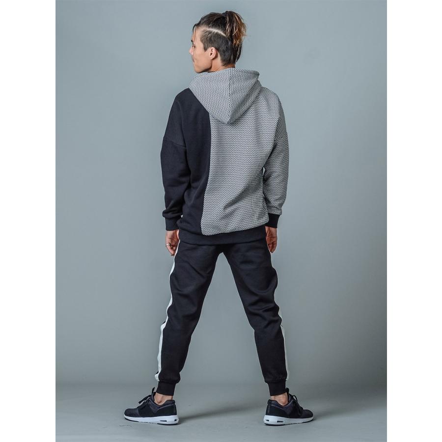 パーカー メンズ 春 秋 冬 白 黒 ホワイト グレー ブラック S M L XL 2L LL プルパーカー プルオーバー プリント 市松模様 総柄 REGIEVO レジエボ 85520 | REGIEVO | 09