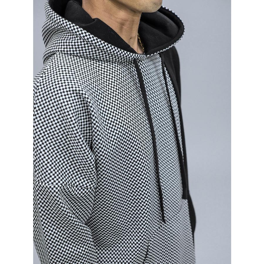 パーカー メンズ 春 秋 冬 白 黒 ホワイト グレー ブラック S M L XL 2L LL プルパーカー プルオーバー プリント 市松模様 総柄 REGIEVO レジエボ 85520 | REGIEVO | 10