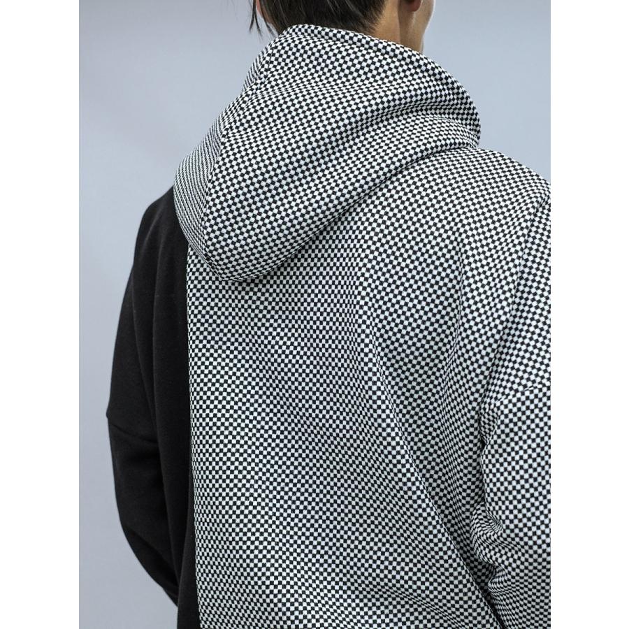 パーカー メンズ 春 秋 冬 白 黒 ホワイト グレー ブラック S M L XL 2L LL プルパーカー プルオーバー プリント 市松模様 総柄 REGIEVO レジエボ 85520 | REGIEVO | 11