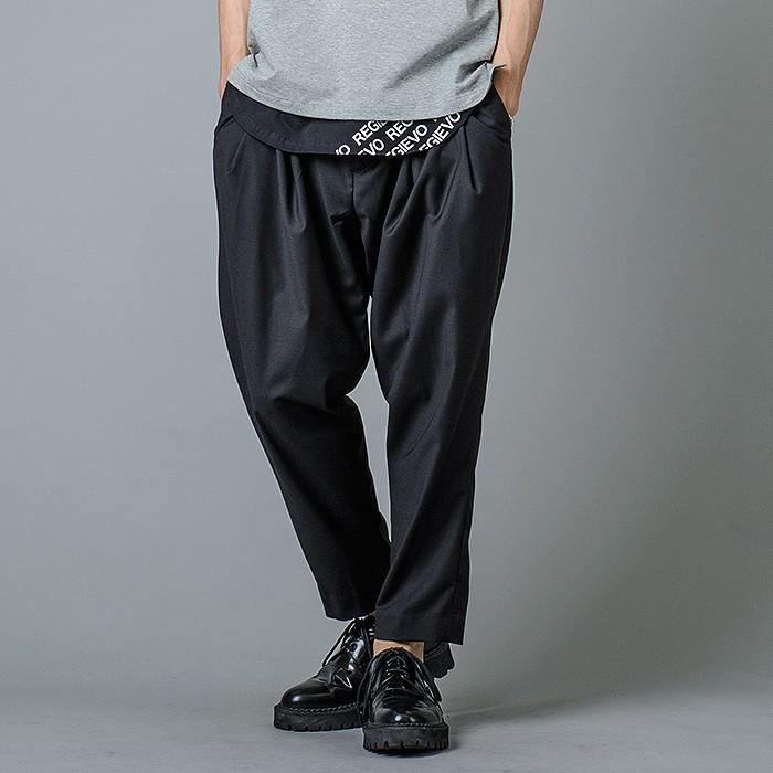 スラックス メンズ ワイド 春夏 秋冬 黒 グレー ブラック 29 30 31 S M L 9分丈 アンクルパンツ ツータック ストレッチ ビッグシルエット REGIEVO 95103 | REGIEVO | 03