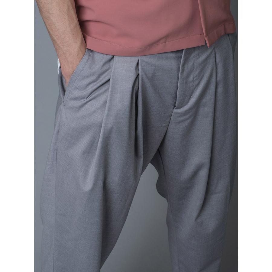 スラックス メンズ ワイド 春夏 秋冬 黒 グレー ブラック 29 30 31 S M L 9分丈 アンクルパンツ ツータック ストレッチ ビッグシルエット REGIEVO 95103 | REGIEVO | 12