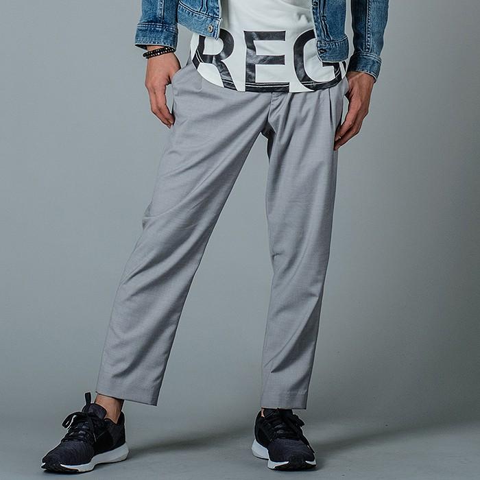 スラックス メンズ テーパード ワイド 春夏 秋冬 黒 グレー ブラック 29 30 31 S M L チェック 9分丈 アンクルパンツ ツータック シャーリング REGIEVO 95104 | REGIEVO | 06