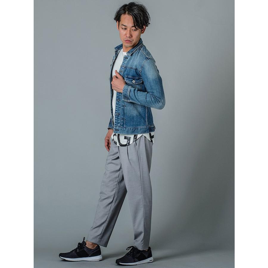 スラックス メンズ テーパード ワイド 春夏 秋冬 黒 グレー ブラック 29 30 31 S M L チェック 9分丈 アンクルパンツ ツータック シャーリング REGIEVO 95104 | REGIEVO | 09