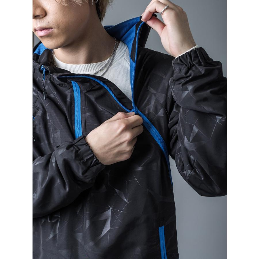 REGIEVO レジエボ ウィンドブレーカー スポーティー カジュアル 総柄 プルパーカー メンズ 春 秋 グレー オレンジ ブラック S M L 95105 | REGIEVO | 19