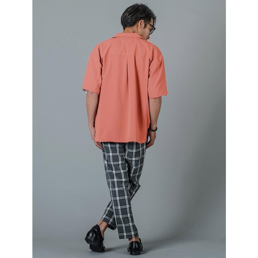 シャツ メンズ カジュアル 半袖 開襟 オープンカラー 無地 黒 S M L グレー ピンク ブラック ビッグシルエット REGIEVO レジエボ | REGIEVO | 13