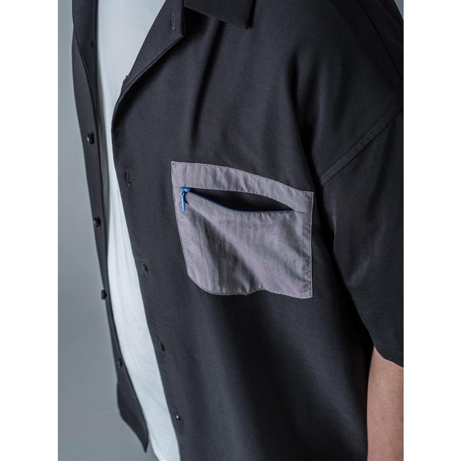 シャツ メンズ カジュアル 半袖 開襟 オープンカラー 無地 黒 S M L グレー ピンク ブラック ビッグシルエット REGIEVO レジエボ | REGIEVO | 18