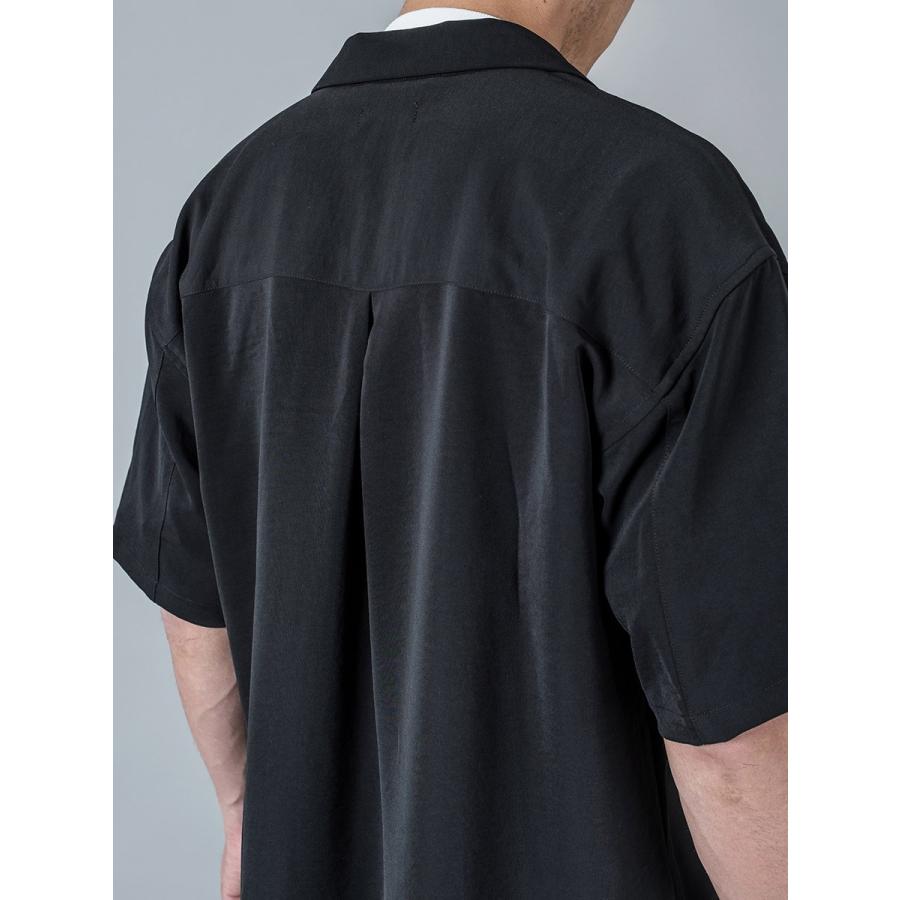 シャツ メンズ カジュアル 半袖 開襟 オープンカラー 無地 黒 S M L グレー ピンク ブラック ビッグシルエット REGIEVO レジエボ | REGIEVO | 20