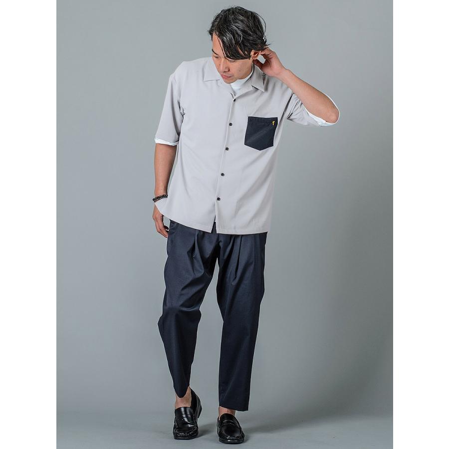 シャツ メンズ カジュアル 半袖 開襟 オープンカラー 無地 黒 S M L グレー ピンク ブラック ビッグシルエット REGIEVO レジエボ | REGIEVO | 06