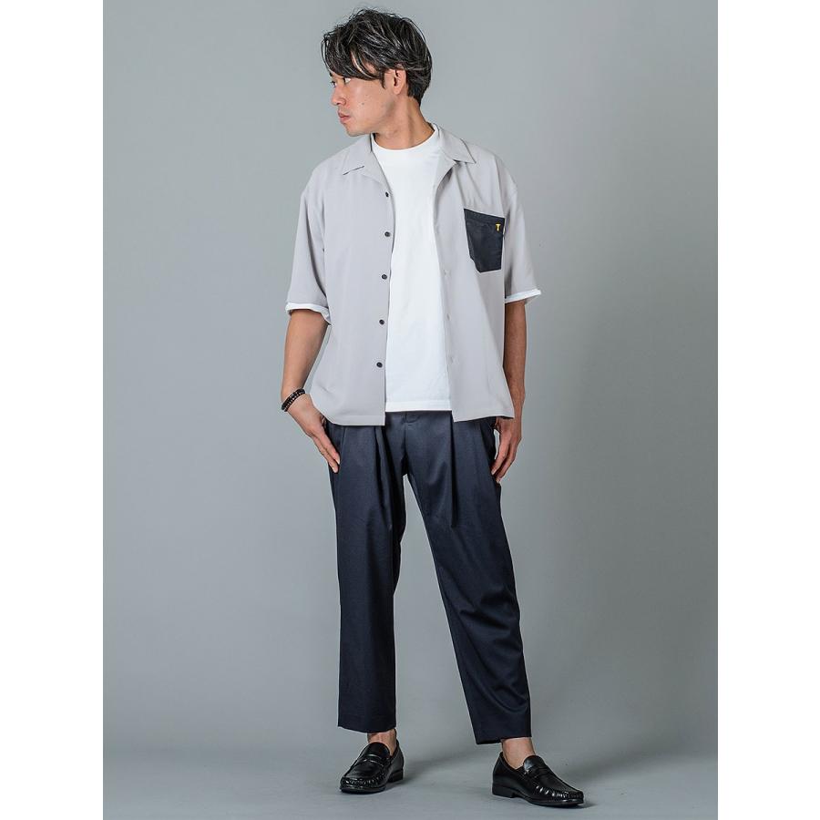 シャツ メンズ カジュアル 半袖 開襟 オープンカラー 無地 黒 S M L グレー ピンク ブラック ビッグシルエット REGIEVO レジエボ | REGIEVO | 07