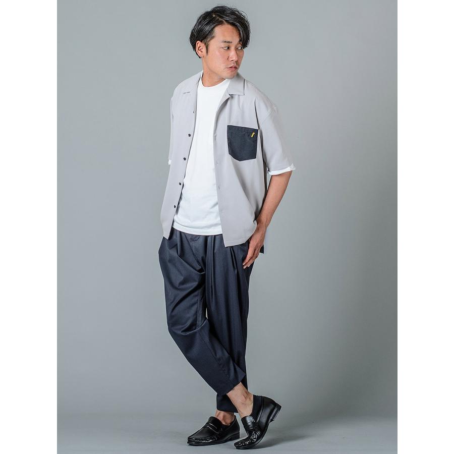 シャツ メンズ カジュアル 半袖 開襟 オープンカラー 無地 黒 S M L グレー ピンク ブラック ビッグシルエット REGIEVO レジエボ | REGIEVO | 08