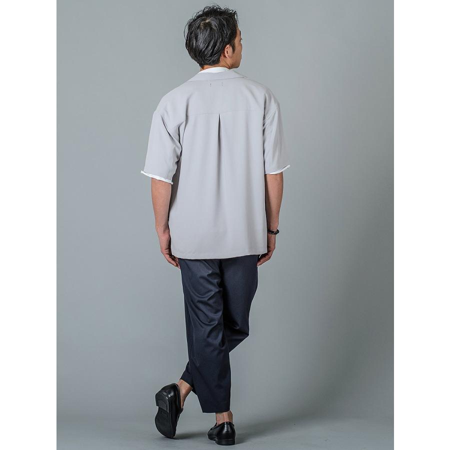 シャツ メンズ カジュアル 半袖 開襟 オープンカラー 無地 黒 S M L グレー ピンク ブラック ビッグシルエット REGIEVO レジエボ | REGIEVO | 09