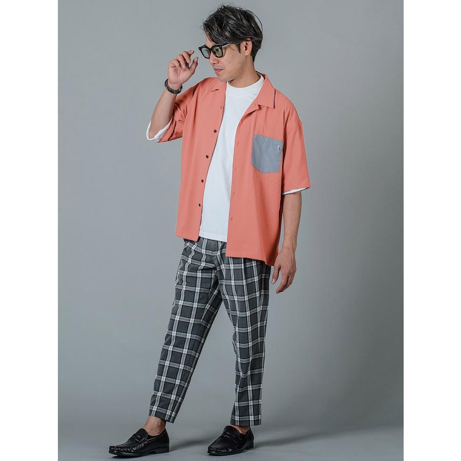 シャツ メンズ カジュアル 半袖 開襟 オープンカラー 無地 黒 S M L グレー ピンク ブラック ビッグシルエット REGIEVO レジエボ | REGIEVO | 12