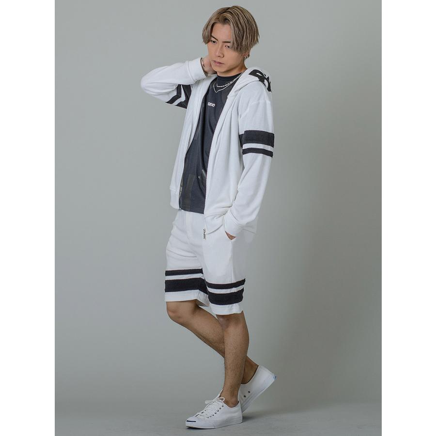 ハーフパンツ ショートパンツ メンズ ラインパンツ パイル ホワイト ブラック 白 黒 S M L XL スポーティー カジュアル シンプル モード 夏 REGIEVO レジエボ | REGIEVO | 04