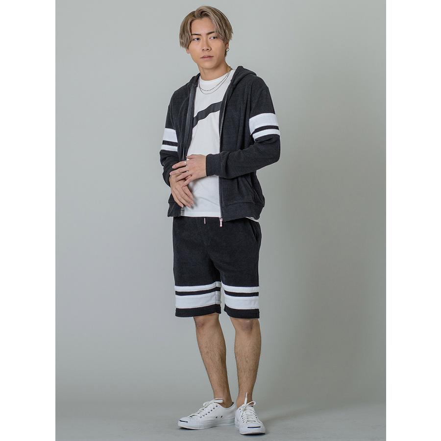 ハーフパンツ ショートパンツ メンズ ラインパンツ パイル ホワイト ブラック 白 黒 S M L XL スポーティー カジュアル シンプル モード 夏 REGIEVO レジエボ | REGIEVO | 06