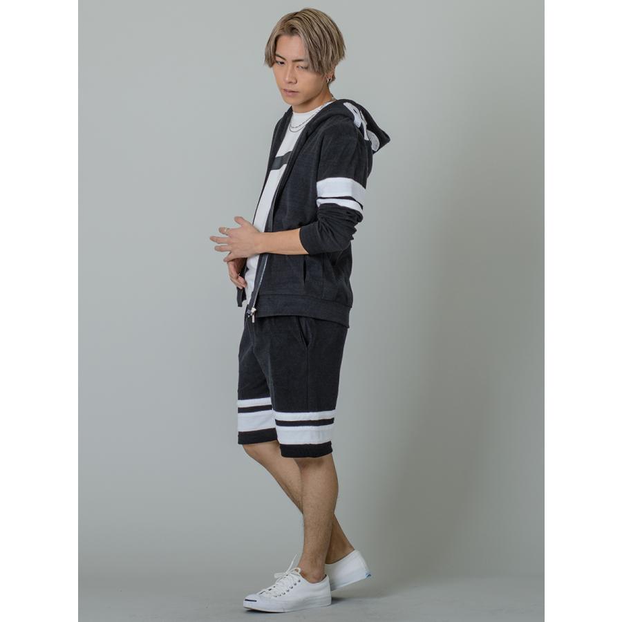 ハーフパンツ ショートパンツ メンズ ラインパンツ パイル ホワイト ブラック 白 黒 S M L XL スポーティー カジュアル シンプル モード 夏 REGIEVO レジエボ | REGIEVO | 07