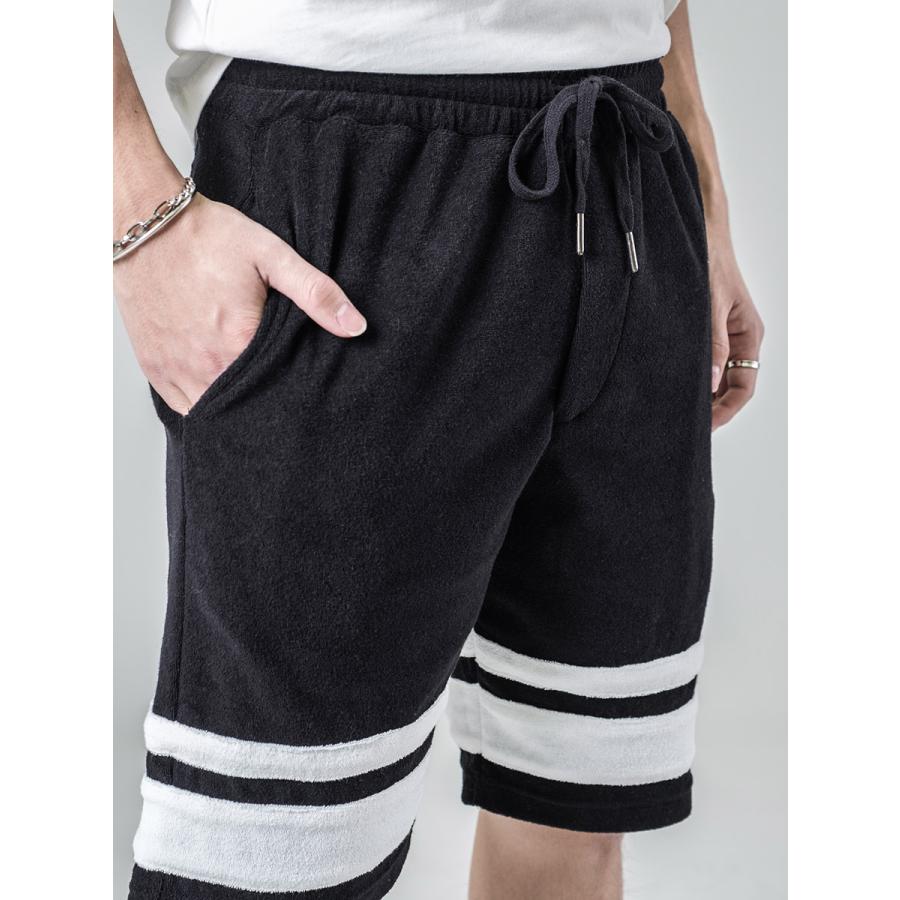 ハーフパンツ ショートパンツ メンズ ラインパンツ パイル ホワイト ブラック 白 黒 S M L XL スポーティー カジュアル シンプル モード 夏 REGIEVO レジエボ | REGIEVO | 09