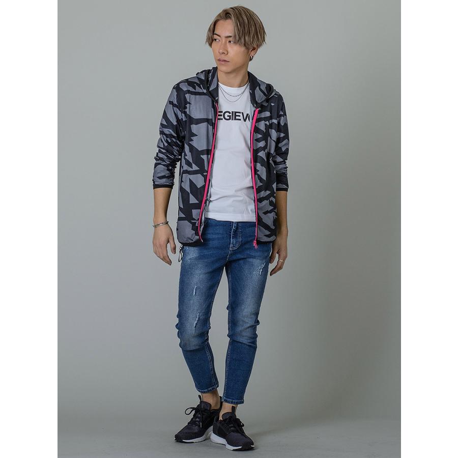 パーカー メンズ 夏 春 秋 迷彩 黒 グレー ブラック S M L XL 2L メッシュ プリント ジップアップ ストレッチ REGIEVO レジエボ hk 95129 | REGIEVO | 16