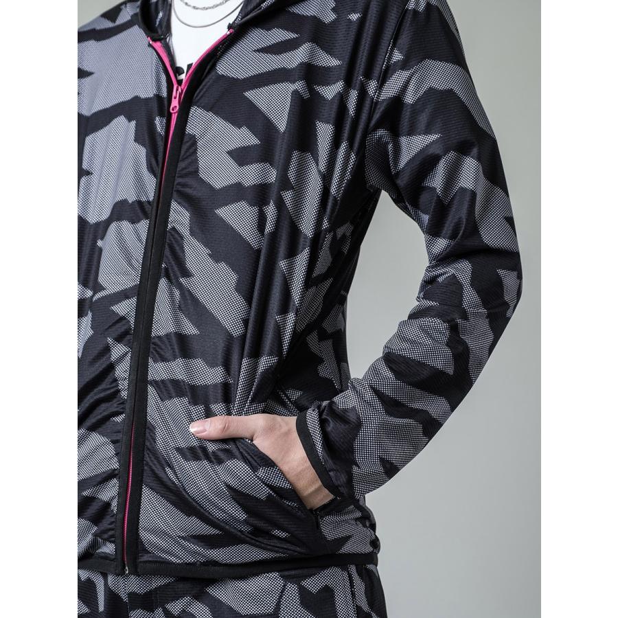 パーカー メンズ 夏 春 秋 迷彩 黒 グレー ブラック S M L XL 2L メッシュ プリント ジップアップ ストレッチ REGIEVO レジエボ hk 95129 | REGIEVO | 18