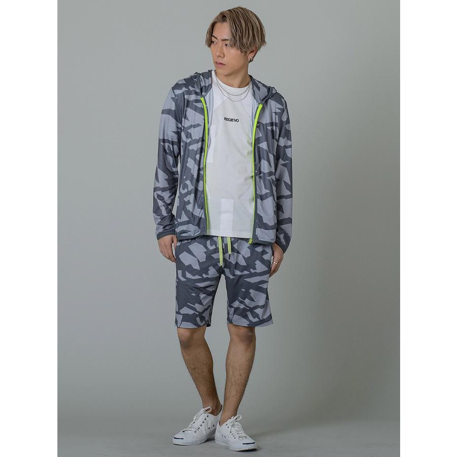 パーカー メンズ 夏 春 秋 迷彩 黒 グレー ブラック S M L XL 2L メッシュ プリント ジップアップ ストレッチ REGIEVO レジエボ hk 95129 | REGIEVO | 04