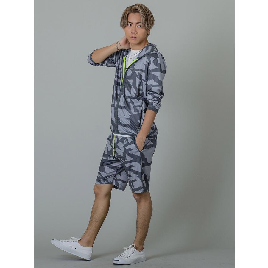 パーカー メンズ 夏 春 秋 迷彩 黒 グレー ブラック S M L XL 2L メッシュ プリント ジップアップ ストレッチ REGIEVO レジエボ hk 95129 | REGIEVO | 06