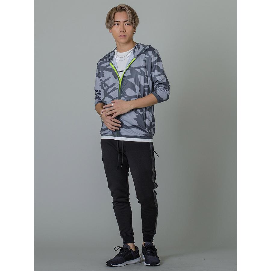 パーカー メンズ 夏 春 秋 迷彩 黒 グレー ブラック S M L XL 2L メッシュ プリント ジップアップ ストレッチ REGIEVO レジエボ hk 95129 | REGIEVO | 09
